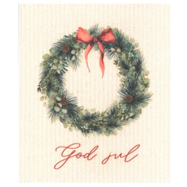 Schwammtuch Weihnachtskranz God Jul